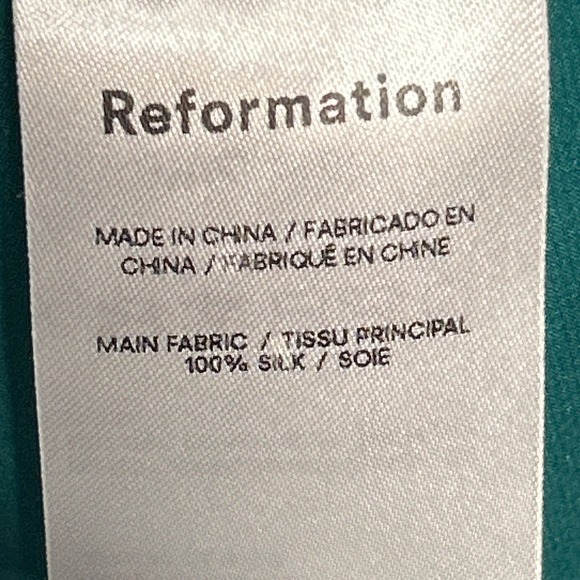 Reformation Emerald Green Satin Slip Dress Midi with Slit Evening Cocktail Party - Picture 9 of 9